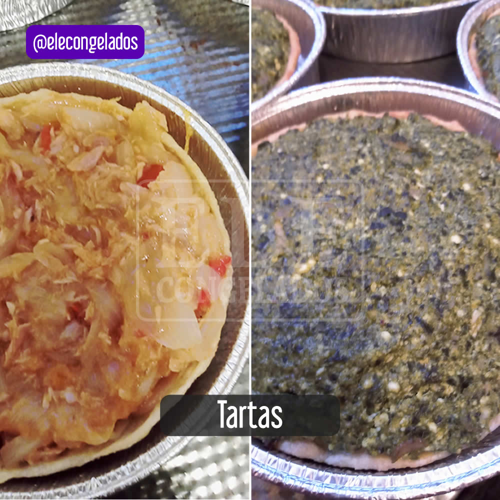 tartas individuales congeladas, acelga y ricotta, zapallitos, atún